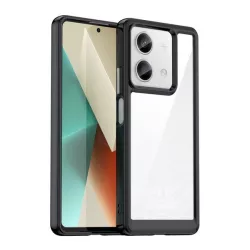   Műanyag telefonvédő (szilikon keret, ütésállóság, átlátszó hátlap) FEKETE Xiaomi Redmi Note 13 5G