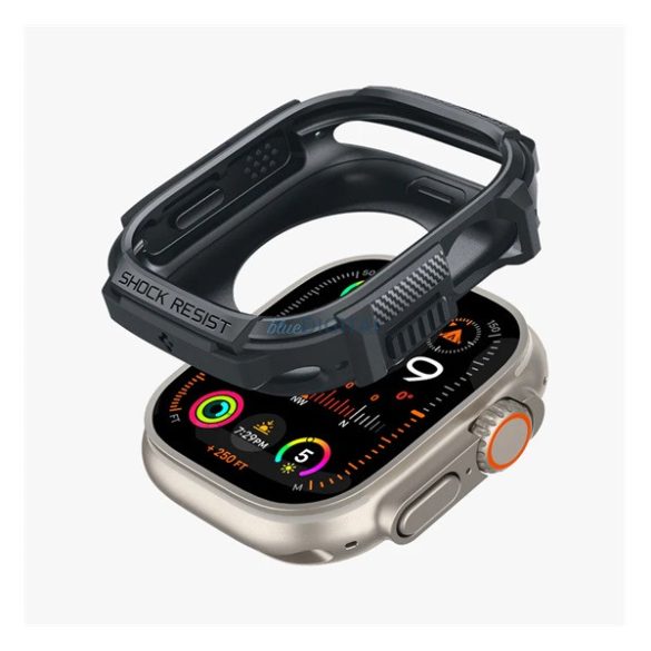 SPIGEN RUGGED ARMOR műanyag óra keret (ütésállóság) SÖTÉTSZÜRKE Apple Watch Ultra 2 49mm, Watch Ultra 49mm
