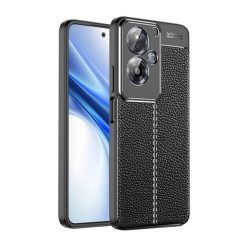   Szilikon telefonvédő (ütésállóság, bőr hatású, varrás minta) FEKETE Oppo A79 5G