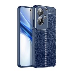   Szilikon telefonvédő (ütésállóság, bőr hatású, varrás minta) SÖTÉTKÉK Oppo A79 5G