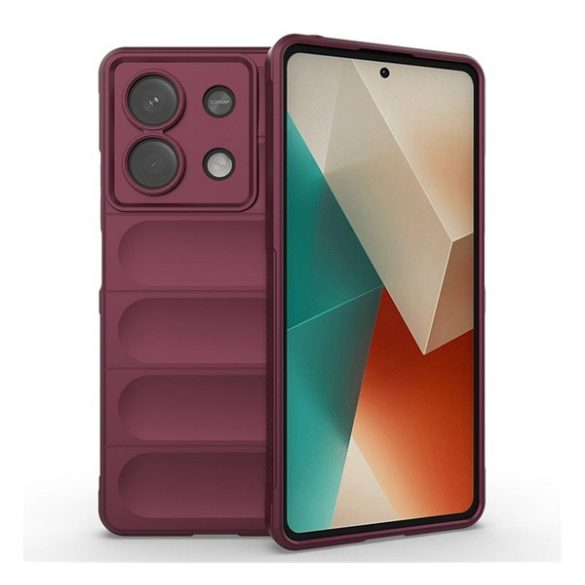 Szilikon telefonvédő (ütésállóság, kameravédő, 3D) BORDÓ Xiaomi Redmi Note 13 5G