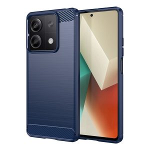 Szilikon telefonvédő (ütésállóság, légpárnás sarok, szálcsiszolt, karbon minta) SÖTÉTKÉK Xiaomi Redmi Note 13 5G