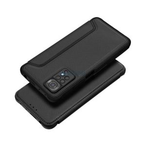 Tok álló, bőr hatású (FLIP, oldalra nyíló, ütésállóság, légpárnás sarok, kameravédő, karbon minta) FEKETE Xiaomi Redmi Note 13 4G