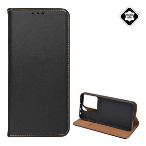Tok álló, valódi bőr (FLIP, oldalra nyíló, asztali tartó) FEKETE Xiaomi Redmi Note 13 Pro 5G