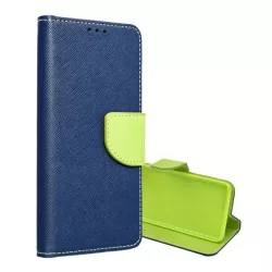   Tok álló, bőr hatású (FLIP, oldalra nyíló, asztali tartó, kártyazseb, textil hatás) KÉK/ZÖLD Samsung Galaxy A25 5G (SM-A256)