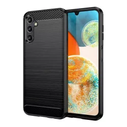   Szilikon telefonvédő (ütésállóság, légpárnás sarok, szálcsiszolt, karbon minta) FEKETE Samsung Galaxy A35 5G (SM-A356)