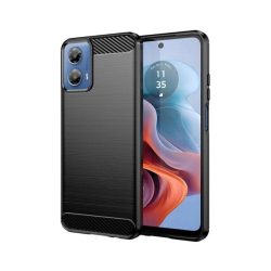   Szilikon telefonvédő (ütésállóság, légpárnás sarok, szálcsiszolt, karbon minta) FEKETE Motorola Moto G34 5G (XT-2363)