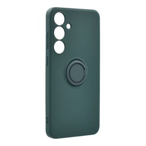 Szilikon telefonvédő (tartógyűrű, mikrofiber plüss belső, mágneses, kameravédő) SÖTÉTZÖLD Samsung Galaxy A35 5G (SM-A356)