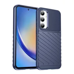   Szilikon telefonvédő (ütésállóság, csíkos, dombor minta) SÖTÉTKÉK Samsung Galaxy A35 5G (SM-A356)