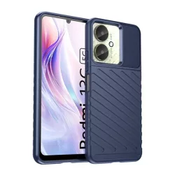   Szilikon telefonvédő (ütésállóság, csíkos, dombor minta) SÖTÉTKÉK Xiaomi Redmi 13C