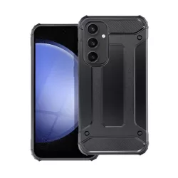   Defender műanyag telefonvédő (ütésállóság, légpárnás sarok, szilikon belső, fémhatás) FEKETE Samsung Galaxy A55 5G (SM-A556)