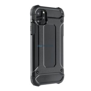 Defender műanyag telefonvédő (ütésállóság, légpárnás sarok, szilikon belső, fémhatás) FEKETE Samsung Galaxy A55 5G (SM-A556)