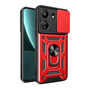 Defender műanyag telefonvédő (ütésállóság, szilikon belső, tartógyűrű, kameravédő) PIROS Xiaomi Redmi 13C