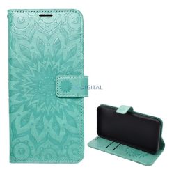   Tok álló, bőr hatású (FLIP, oldalra nyíló, asztali tartó, kézpánt, mandala) CYAN Xiaomi Poco X6, Redmi Note 13 Pro 5G