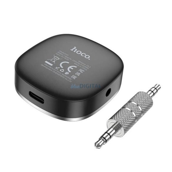HOCO bluetooth adapter Type-C aljzat (3.5mm jack csatlakozó, v5.3, LED kijelző) FEKETE