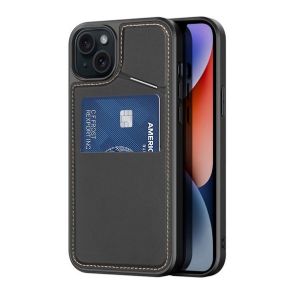 DUX DUCIS RAFI II MAG szilikon telefonvédő (kitámasztó, kártyazseb, RFID, MagSafe) FEKETE Apple iPhone 14, iPhone 13