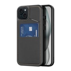   DUX DUCIS RAFI II MAG szilikon telefonvédő (kitámasztó, kártyazseb, RFID, MagSafe) FEKETE Apple iPhone 15 Plus