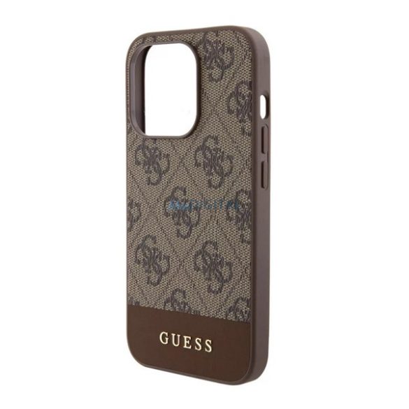 GUESS 4G STRIPE műanyag telefonvédő (textil hátlap, MagSafe) BARNA Apple iPhone 15 Pro Max