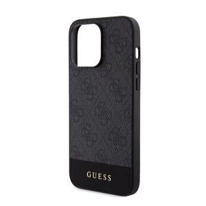 GUESS 4G STRIPE műanyag telefonvédő (textil hátlap, MagSafe) FEKETE Apple iPhone 15