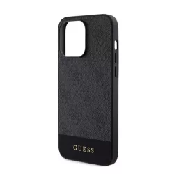   GUESS 4G STRIPE műanyag telefonvédő (textil hátlap, MagSafe) FEKETE Apple iPhone 15 Pro