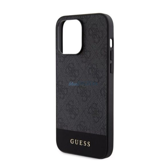 GUESS 4G STRIPE műanyag telefonvédő (textil hátlap, MagSafe) FEKETE Apple iPhone 15 Pro