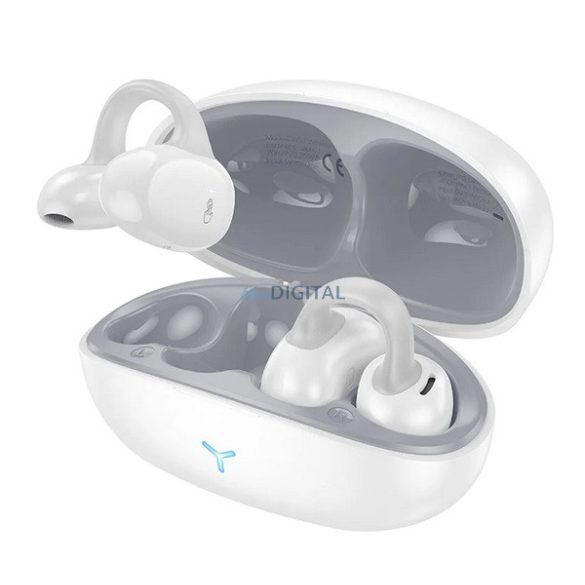 HOCO EW57 bluetooth fülhallgató SZTEREO (v5.3, TWS, fülre akasztható, mikrofon + töltőtok) FEHÉR