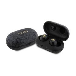   GUESS METAL LOGO bluetooth fülhallgató SZTEREO (v5.3, TWS, mikrofon, zajszűrő, IPX5 vízálló + töltőtok) FEKETE
