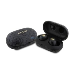 GUESS METAL LOGO bluetooth fülhallgató SZTEREO (v5.3, TWS, mikrofon, zajszűrő, IPX5 vízálló + töltőtok) FEKETE