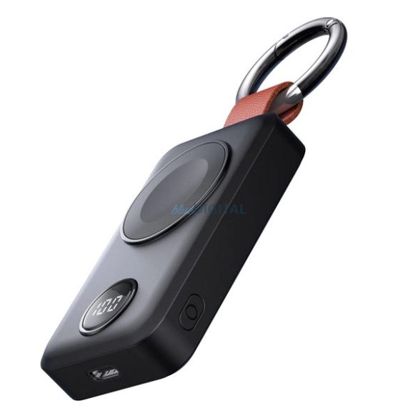 JOYROOM vésztöltő Type-C aljzat (2000mAh, 3W, gyorstöltő, Apple Watch töltő, LED kijelző) FEKETE