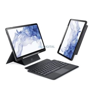 DUX DUCIS DK bluetooth billentyűzet + touch pad (asztali tartó, QWERTY, ceruza tartó) FEKETE Samsung Galaxy Tab S7 LTE 5G (SM-T876), Galaxy Tab S7 LTE (SM-T875), Galaxy Tab S7 WIFI (SM-T870)