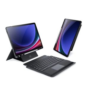 DUX DUCIS tok álló, bőr hatású (FLIP, mágneses bluetooth billentyűzet, asztali tartó, QWERTY, angol nyelvű) FEKETE Samsung Galaxy Tab S9 Plus LTE (SM-X816),Galaxy Tab S9 Plus WIFI (SM-X810)