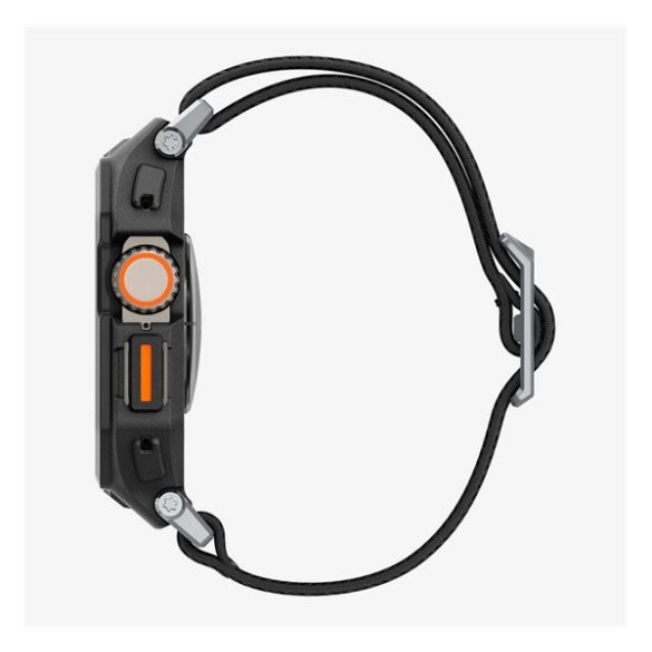 SPIGEN LITE FIT PRO pótszíj (egyedi méret, textil, ütésállóság + szilikon keret) FEKETE Apple Watch Ultra 2 49mm,Watch Ultra 49mm