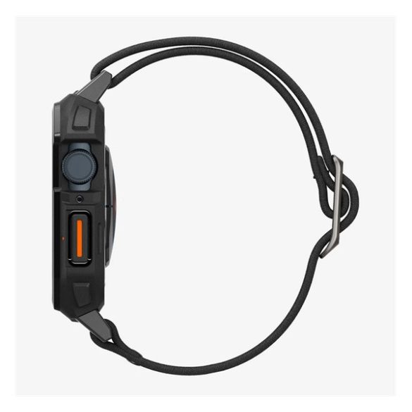 SPIGEN LITE FIT PRO pótszíj (egyedi méret, textil, ütésállóság + szilikon keret) FEKETE Apple Watch Series 9 45mm,Watch Series 8 45mm,Watch Series 7 45mm