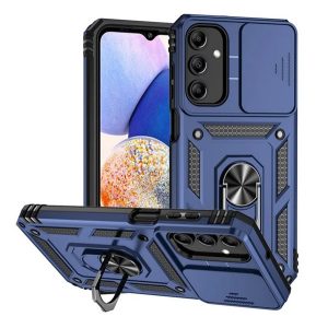 Defender műanyag telefonvédő (ütésállóság, szilikon belső, tartógyűrű, kameravédő) SÖTÉTKÉK Samsung Galaxy A15 5G (SM-A156), Galaxy A15 (SM-A155)