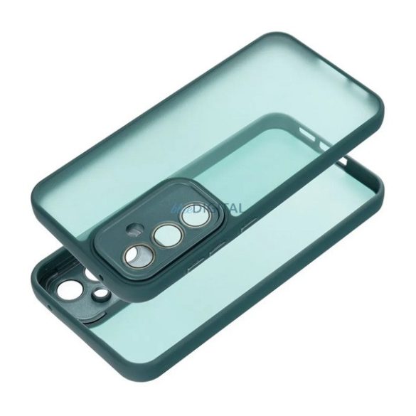 Szilikon telefonvédő (ütésállóság, akril hátlap, kameravédő) SÖTÉTZÖLD Samsung Galaxy A55 5G (SM-A556)