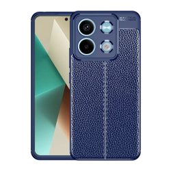   Szilikon telefonvédő (ütésállóság, bőr hatású, varrás minta) SÖTÉTKÉK Xiaomi Redmi Note 13 5G