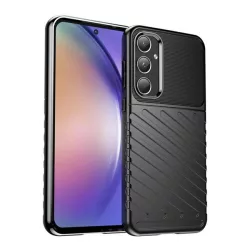   Szilikon telefonvédő (ütésállóság, csíkos, dombor minta) FEKETE Samsung Galaxy A55 5G (SM-A556)