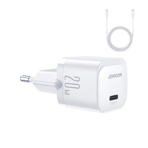 JOYROOM MINI hálózati töltő Type-C aljzat (20W, PD gyorstöltő + Type-C kábel) FEHÉR 