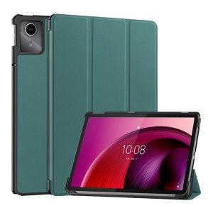 Tok álló, bőr hatású (aktív FLIP, oldalra nyíló, TRIFOLD, asztali tartó) SÖTÉTZÖLD Lenovo Tab M11 (TB330)