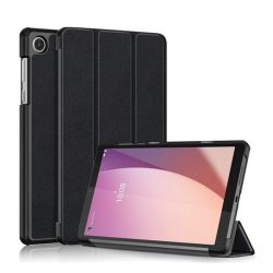   Tok álló, bőr hatású (FLIP, oldalra nyíló, TRIFOLD, asztali tartó) FEKETE Lenovo Tab M8 Gen4 (TB300X) LTE, Tab M8 Gen4 (TB300F) WIFI