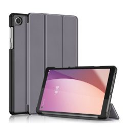   Tok álló, bőr hatású (FLIP, oldalra nyíló, TRIFOLD, asztali tartó) SÖTÉTSZÜRKE Lenovo Tab M8 Gen4 (TB300F) WIFI, Tab M8 Gen4 (TB300X) LTE