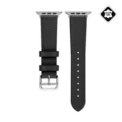   Pótszíj (univerzális, 22mm, valódi bőr, levarrt szél) FEKETE Xiaomi Watch S3, Huawei Watch GT 2 46mm, Huawei Watch GT