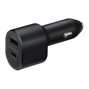 SAMSUNG autós töltő USB+Type-C aljzat (45W, gyorstöltő) FEKETE 