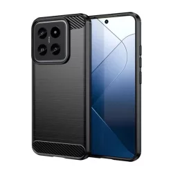   Szilikon telefonvédő (ütésállóság, légpárnás sarok, szálcsiszolt, karbon minta) FEKETE Xiaomi 14 5G