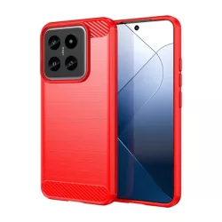   Szilikon telefonvédő (ütésállóság, légpárnás sarok, szálcsiszolt, karbon minta) PIROS Xiaomi 14 5G