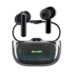   AWEI T52 PRO2 bluetooth fülhallgató SZTEREO (v5.3, TWS, vízálló, zajszűrő, LED fény + töltőtok) FEKETE