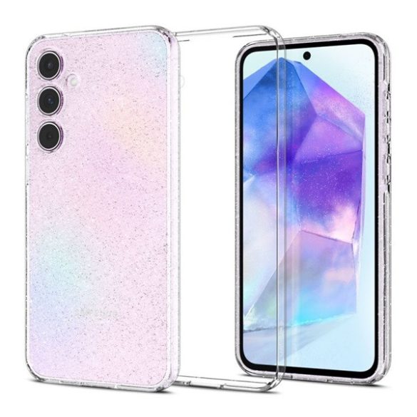 SPIGEN LIQUID CRYSTAL GLITTER szilikon telefonvédő (ütésállóság, légpárnás sarok, csillámporos) ÁTLÁTSZÓ Galaxy A55 5G