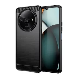   Szilikon telefonvédő (ütésállóság, légpárnás sarok, szálcsiszolt, karbon minta) FEKETE Redmi A3
