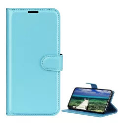   Tok álló, bőr hatású (FLIP, oldalra nyíló, asztali tartó, prémium) VILÁGOSKÉK Redmi A3