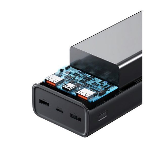 USAMS PB68 vésztöltő USB+Type-C+microUSB aljzat (30000mAh, 20W, PD gyorstöltő 3.0, LED kijelző) FEKETE